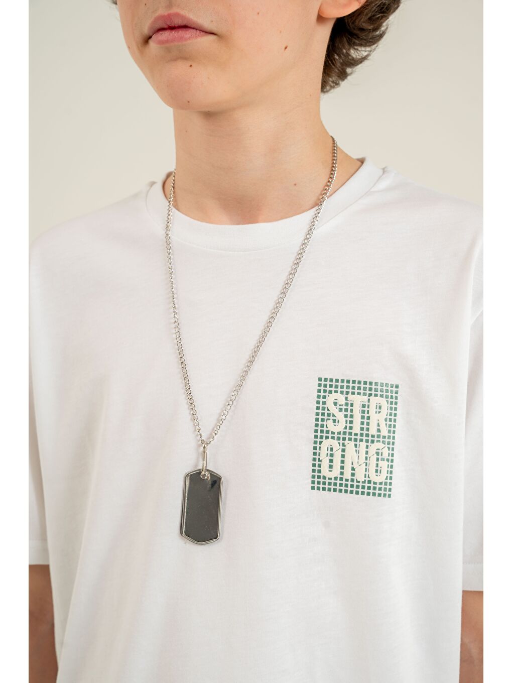 Yeşil Strong Baskılı Kolyeli Erkek Çocuk Şort - Tişört Takımı-3