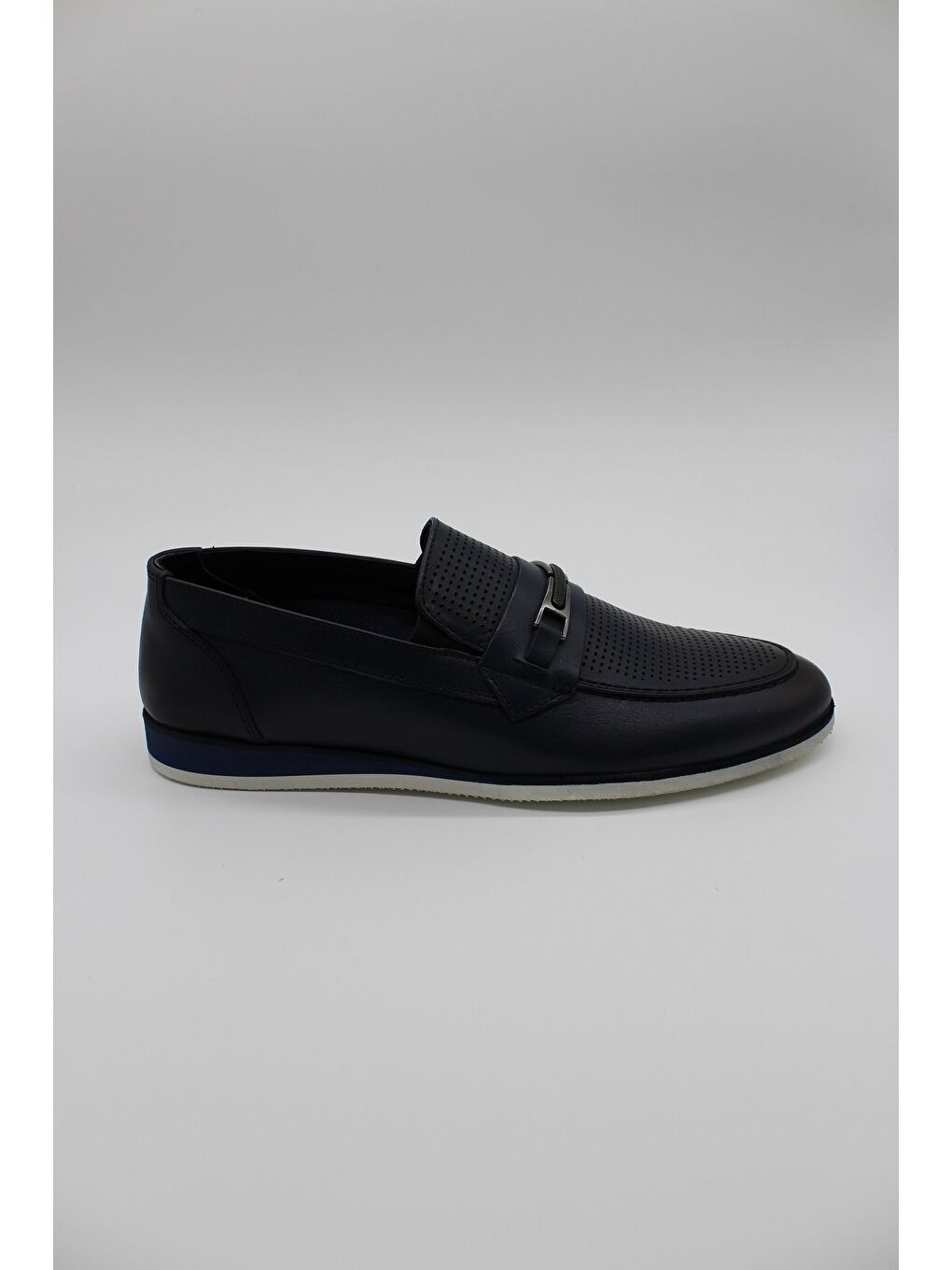 Koyu Lacivert Hakiki Deri Antik Eva Taban Tokalı Klasik Ayakkabı 1033230206