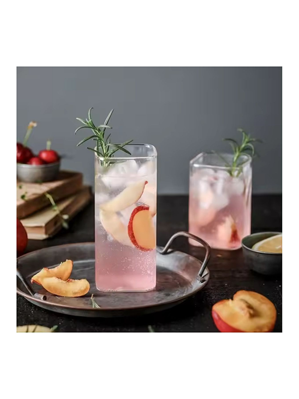 Renksiz Kare Cam Bardağı 450 ml 4 Adet-2