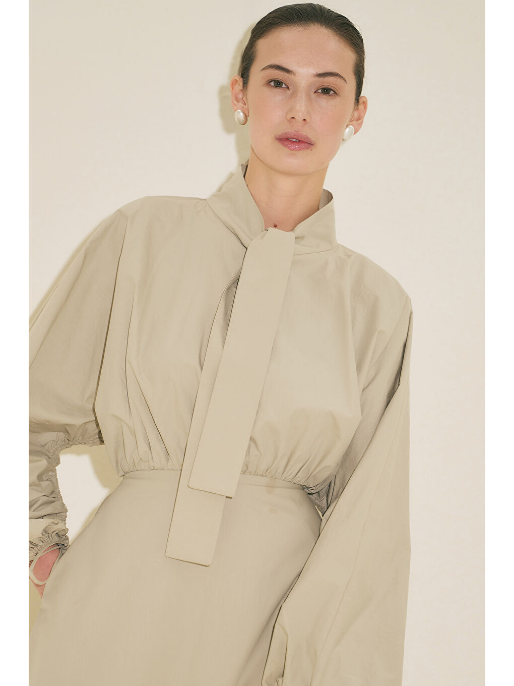 Geniş Kol Tasarımlı Elbise Haki-1