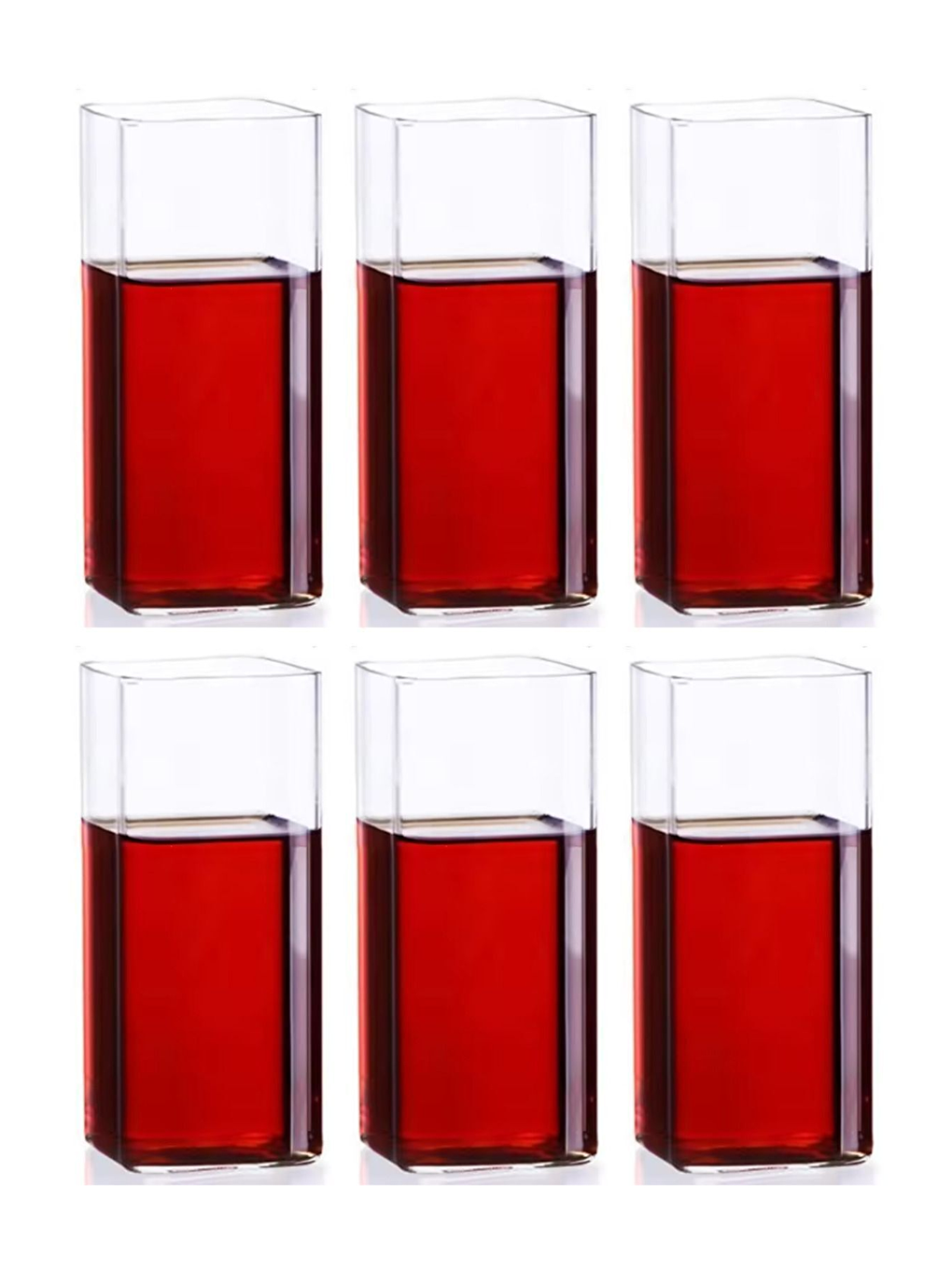 Renksiz Kare Cam Bardağı 400 ml  6 Adet