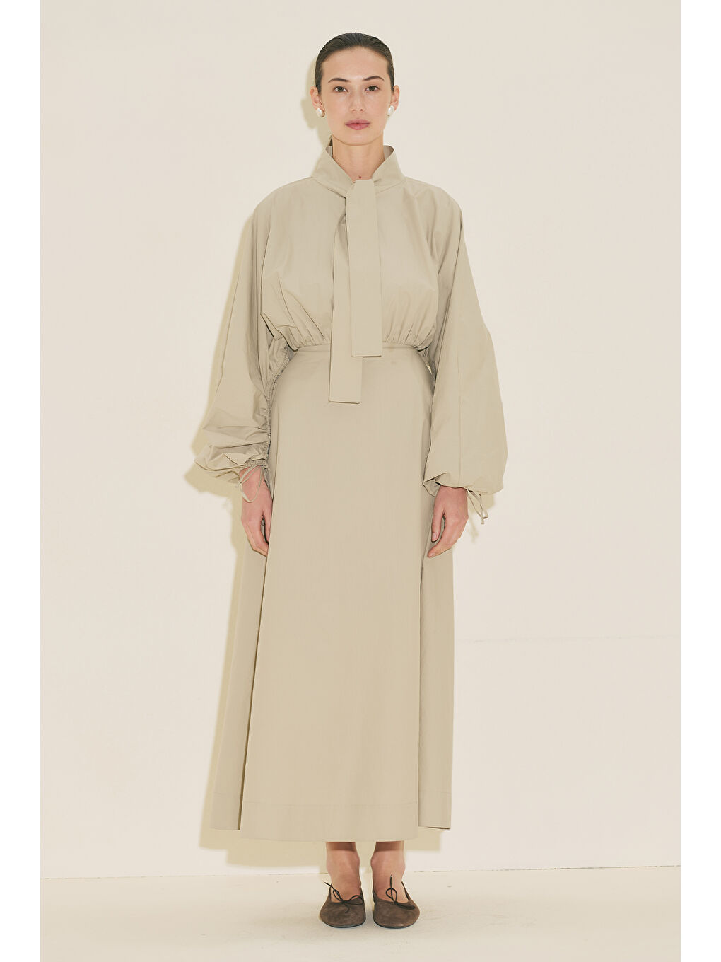 Geniş Kol Tasarımlı Elbise Haki-3