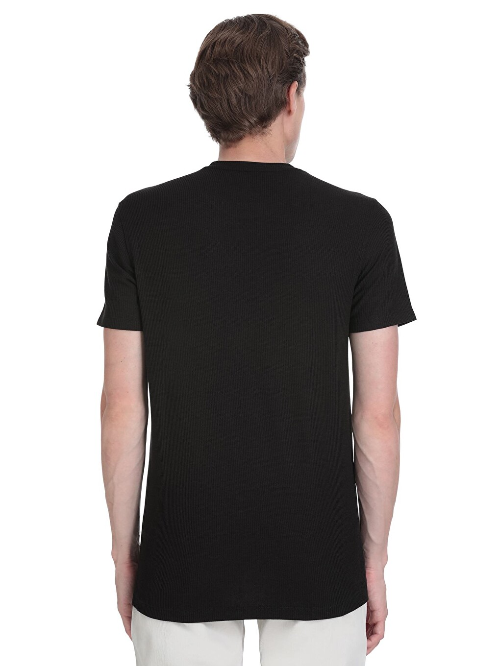 Siyah Regular Fit Bisiklet Yaka Tişört-4