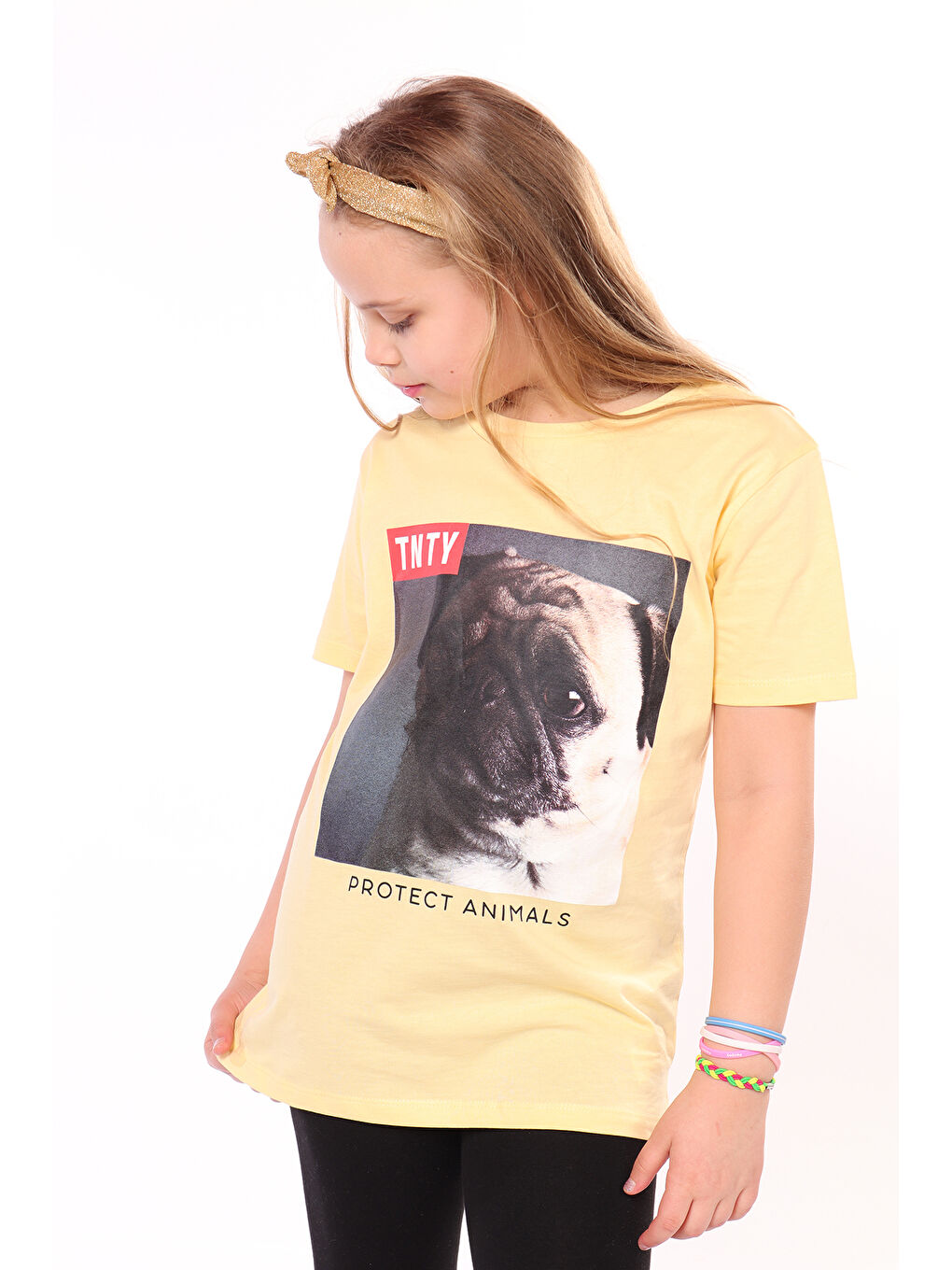 Sarı Unisex Çocuk Önü Baskılı Tişört