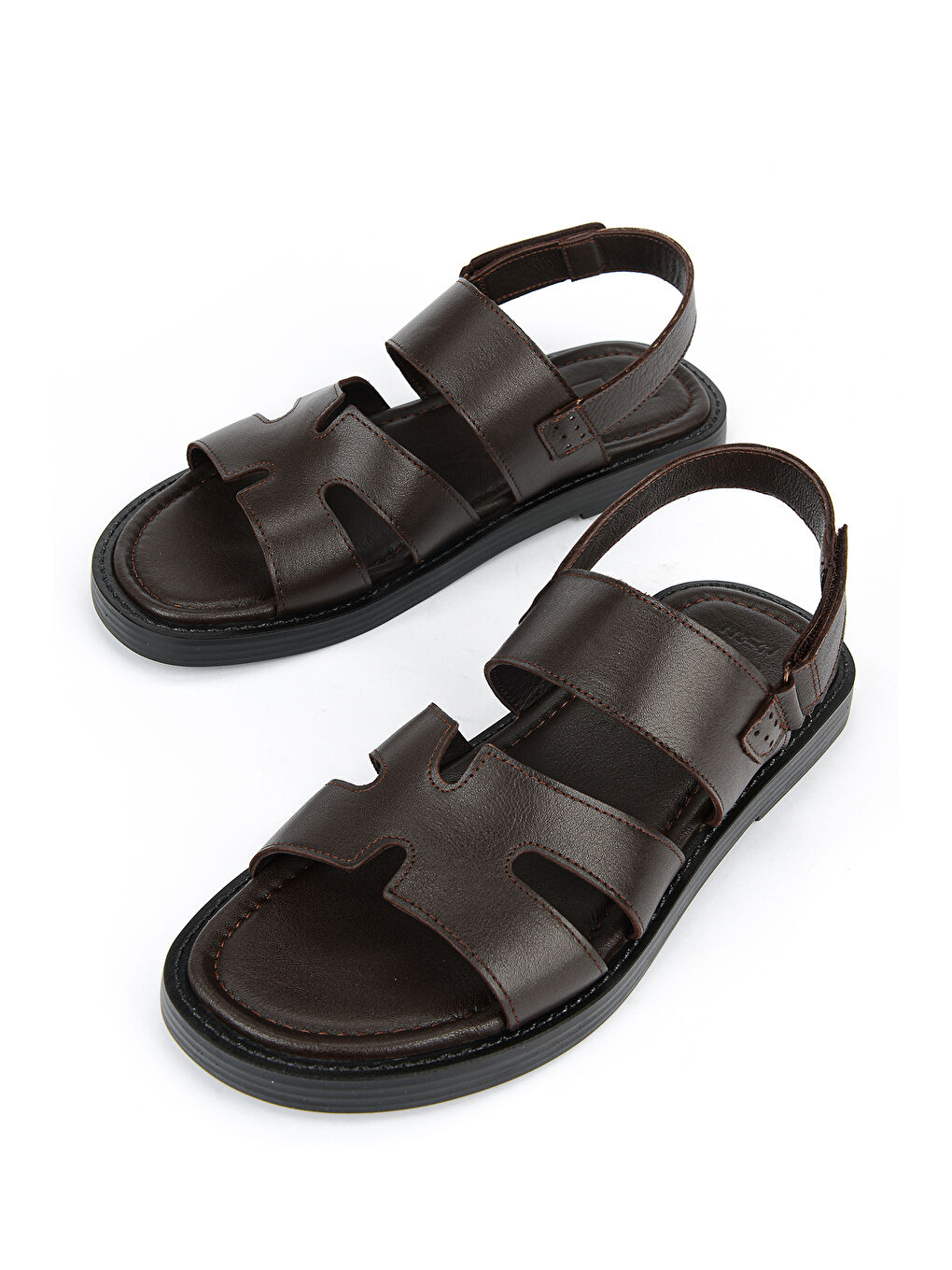 Kahverengi Erkek Hakiki Deri Sandalet 1611045ZM113 Kahve-4
