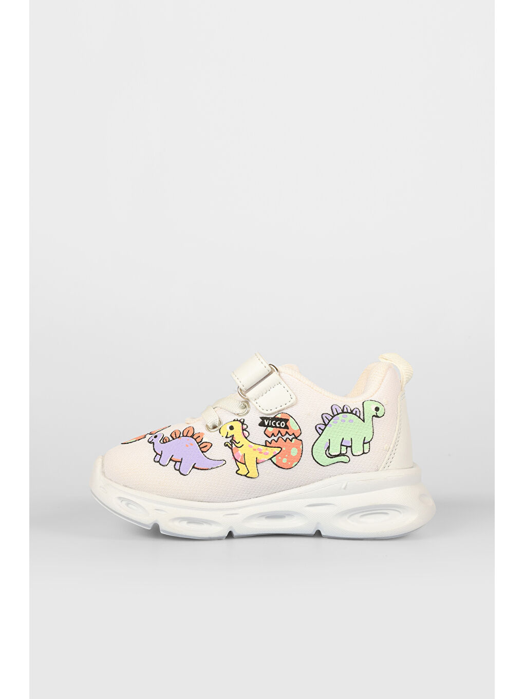 Dino Işıklı Unisex Okul Öncesi Beyaz Spor Ayakkabı-1