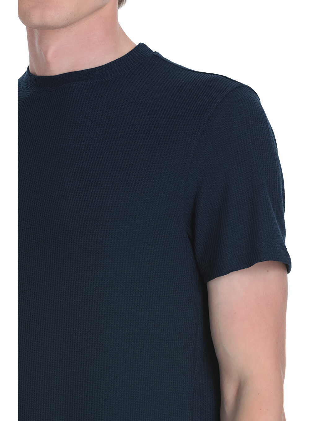 Lacivert Regular Fit Bisiklet Yaka Tişört-3