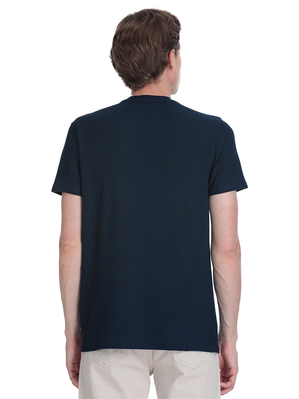 Lacivert Regular Fit Bisiklet Yaka Tişört-4
