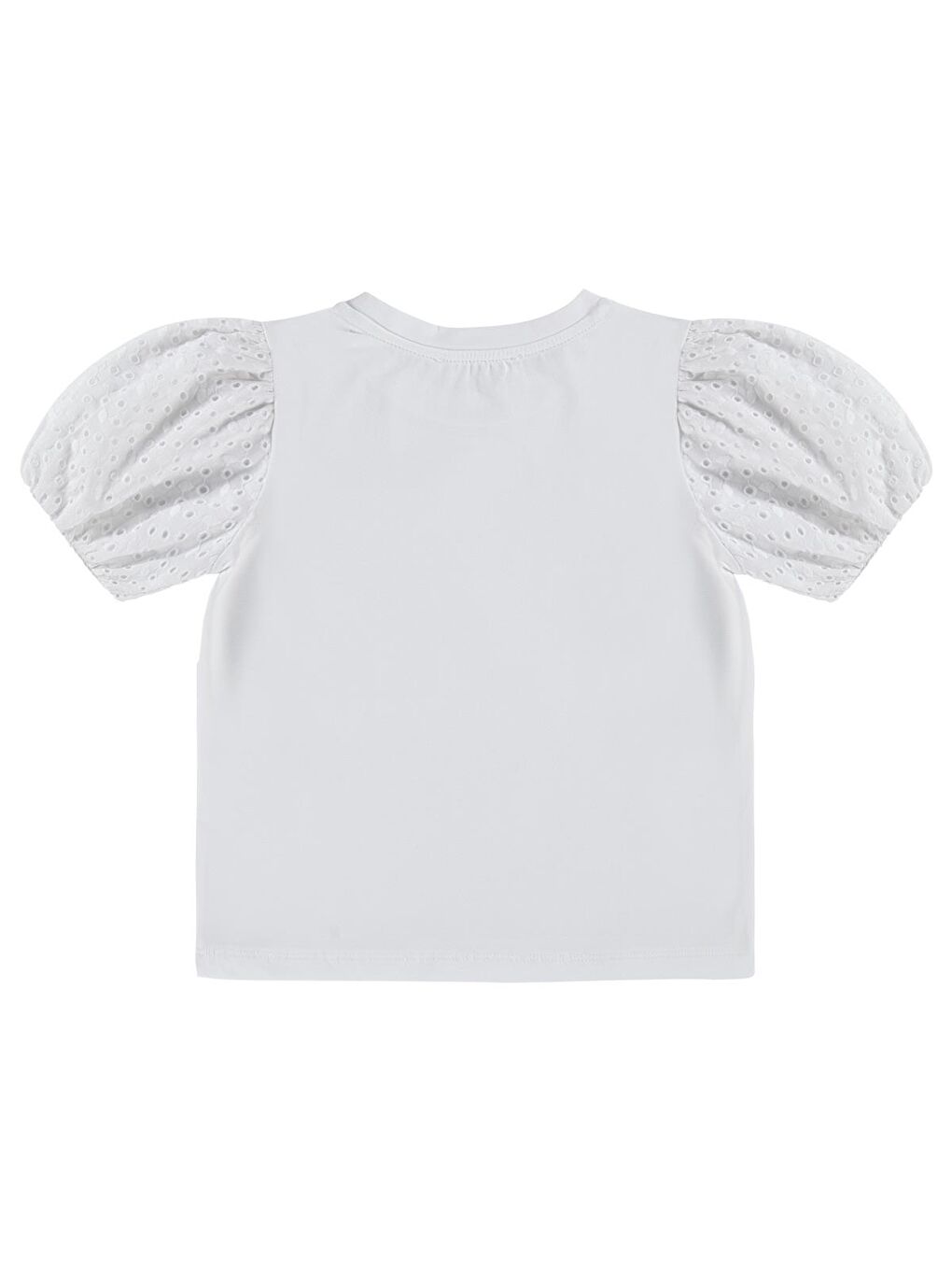 Girls Kız Çocuk Dantel Balon Kol 2-5 Yaş Tişört - Kırık Beyaz-1