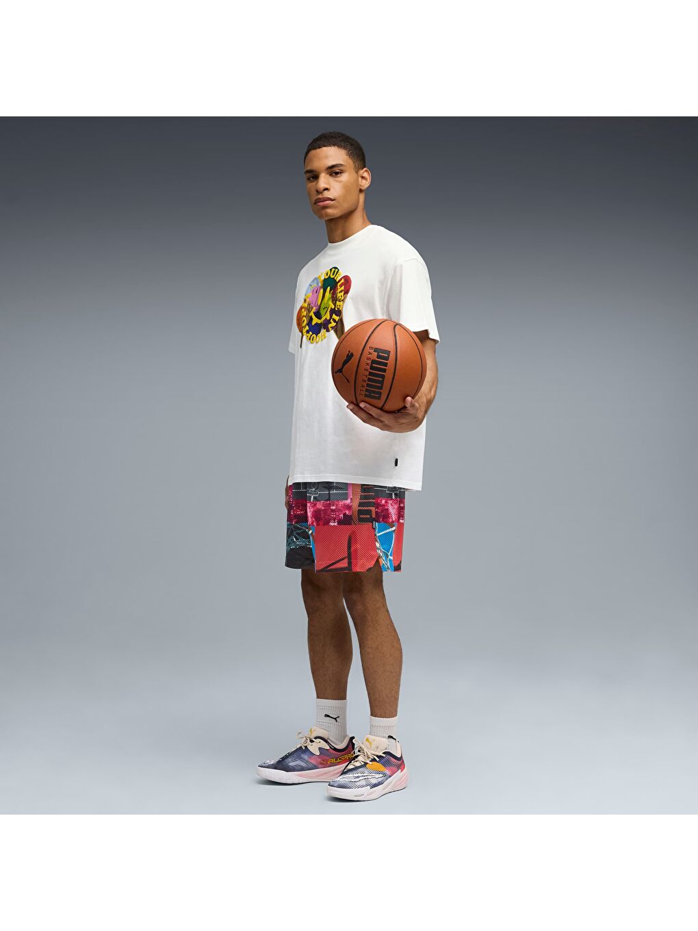 Beyaz HoopTOPIA Is LIFE Erkek Tişört-1