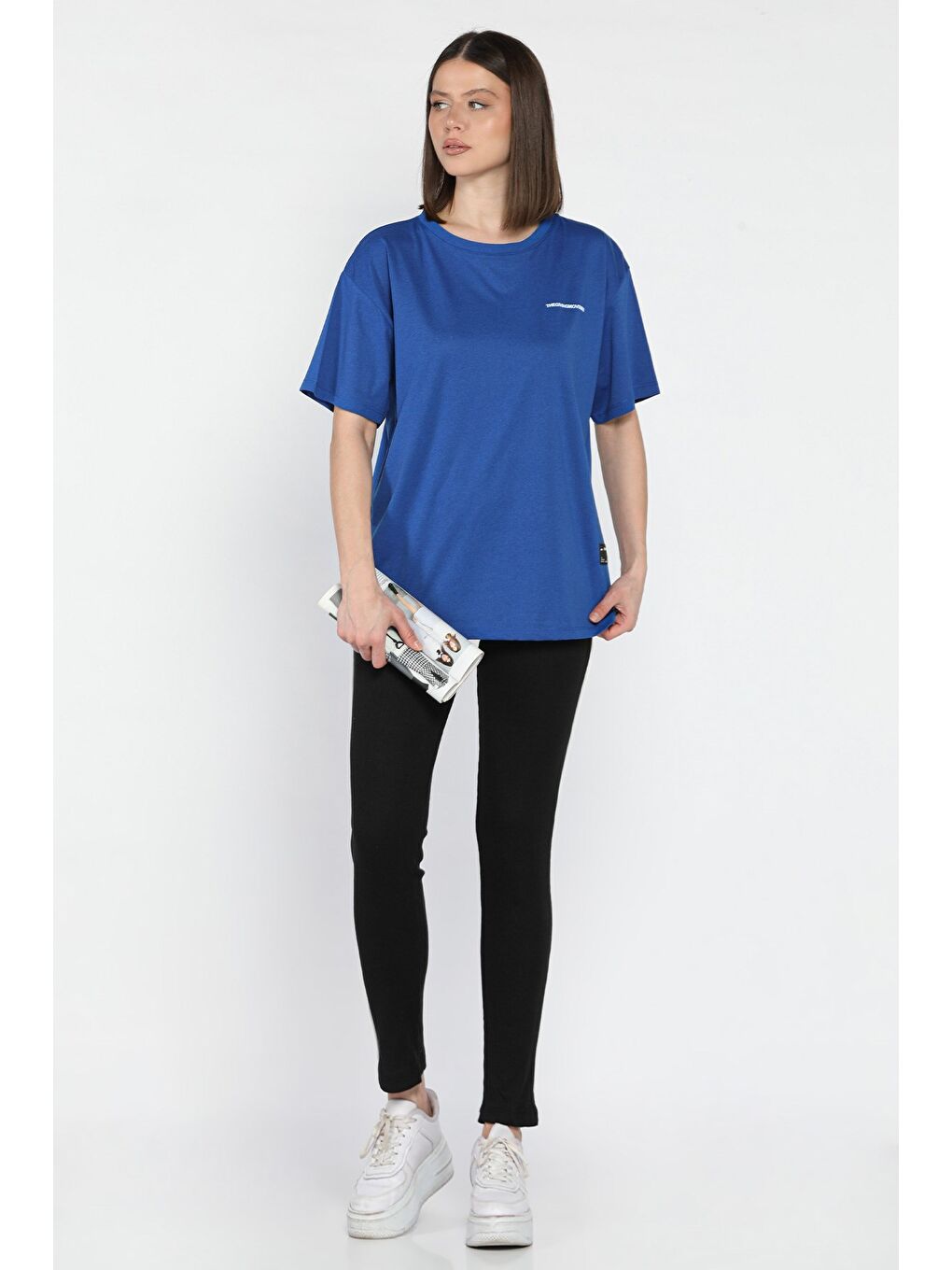 Mavi Kadın Bisiklet Yaka Tişört Tayt İkili Takım (m-l-xl Uyumludur)