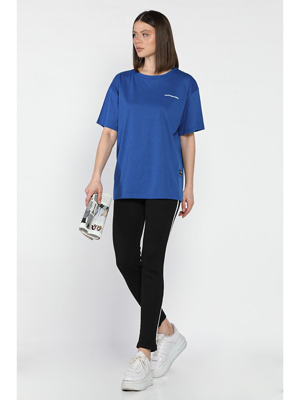 Mavi Kadın Bisiklet Yaka Tişört Tayt İkili Takım (m-l-xl Uyumludur)-1