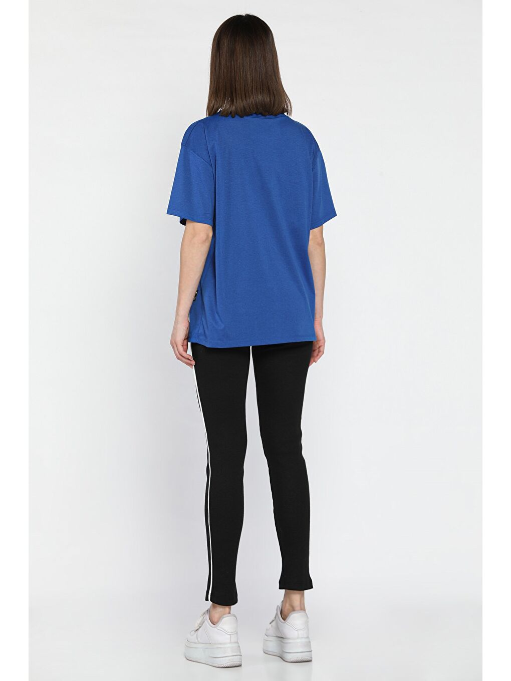 Mavi Kadın Bisiklet Yaka Tişört Tayt İkili Takım (m-l-xl Uyumludur)-2