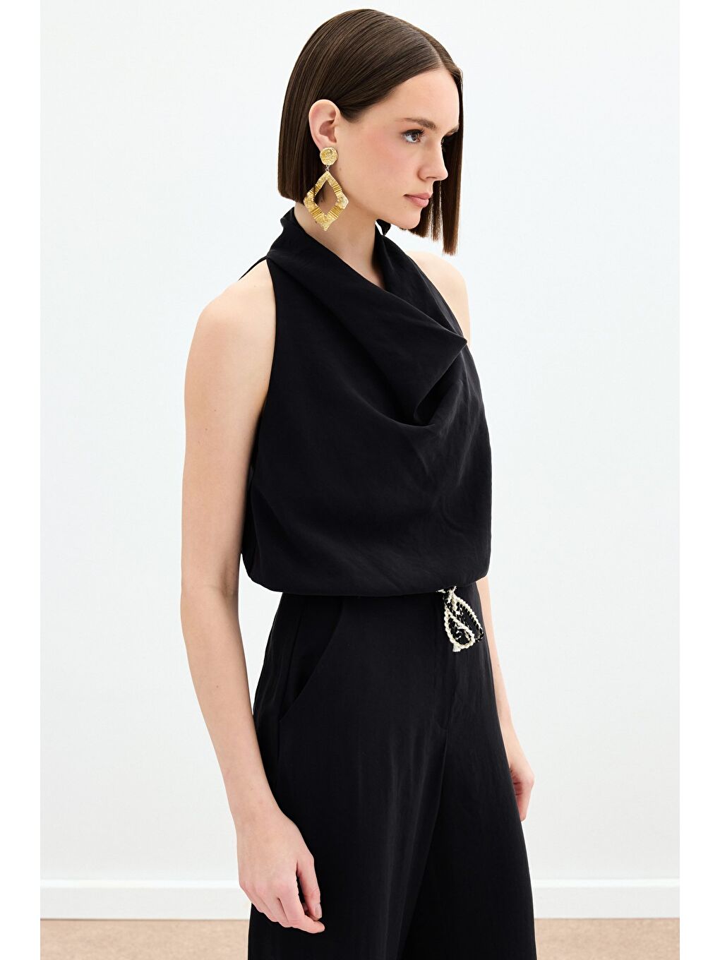 Degaje Yaka Bluz - Siyah-2