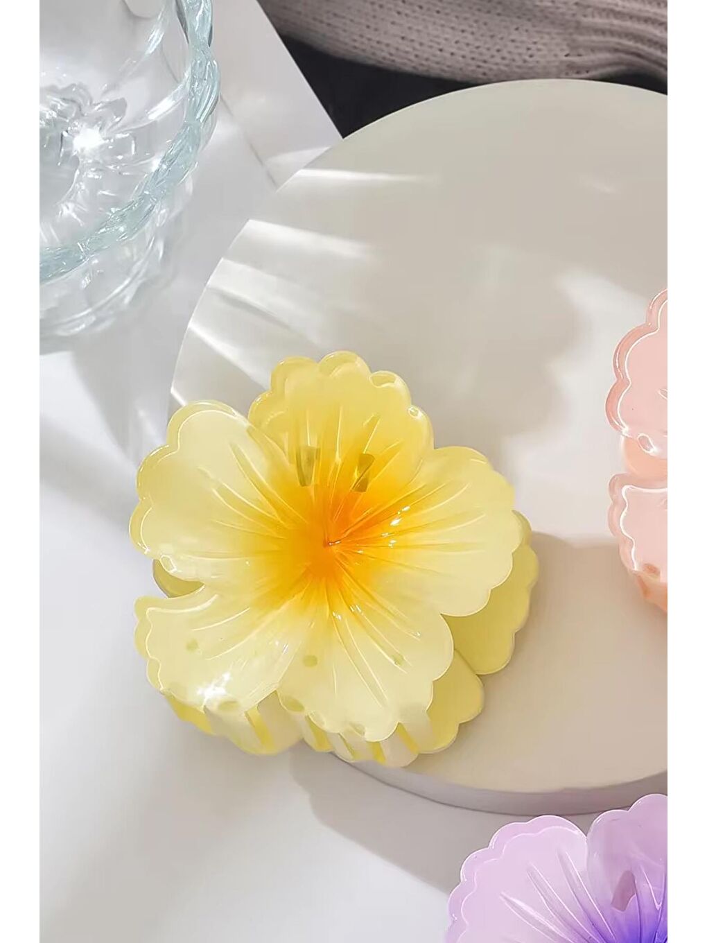 Sarı Tropik Hibiskus Çilek Mandal Toka-4