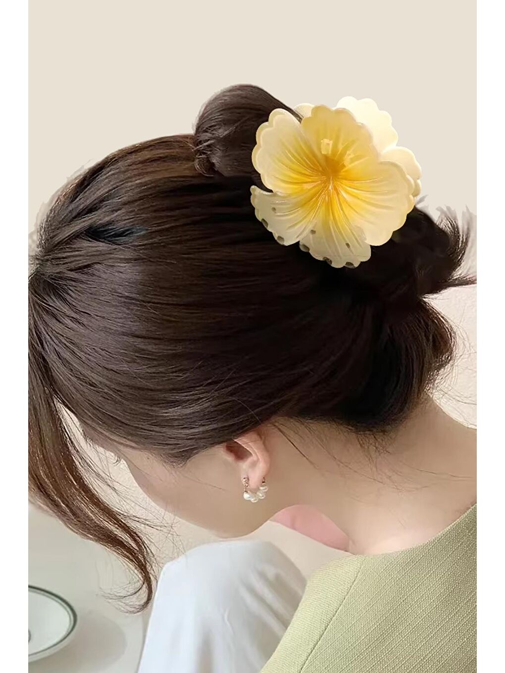 Sarı Tropik Hibiskus Çilek Mandal Toka-5