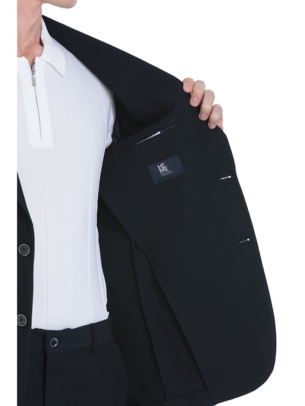 Lacivert Slim Fit Mono Yaka Casual Takım Elbise-4