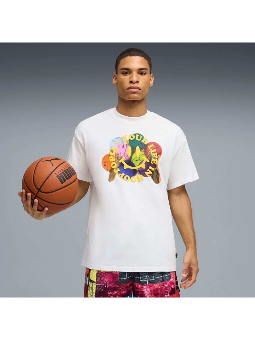 Beyaz HoopTOPIA Is LIFE Erkek Tişört-4