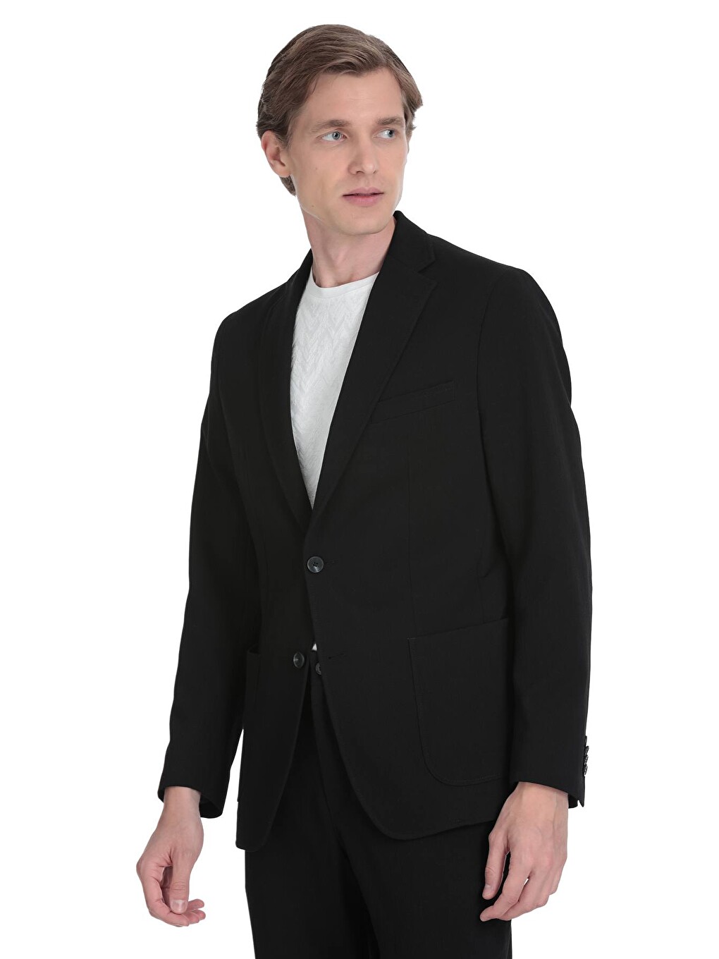 Siyah Slim Fit Mono Yaka Casual Takım Elbise-1