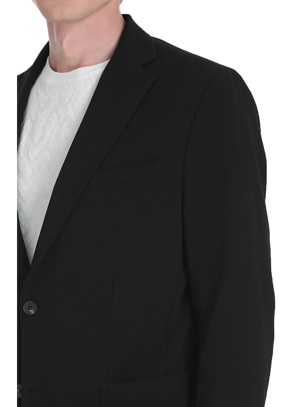 Siyah Slim Fit Mono Yaka Casual Takım Elbise-4