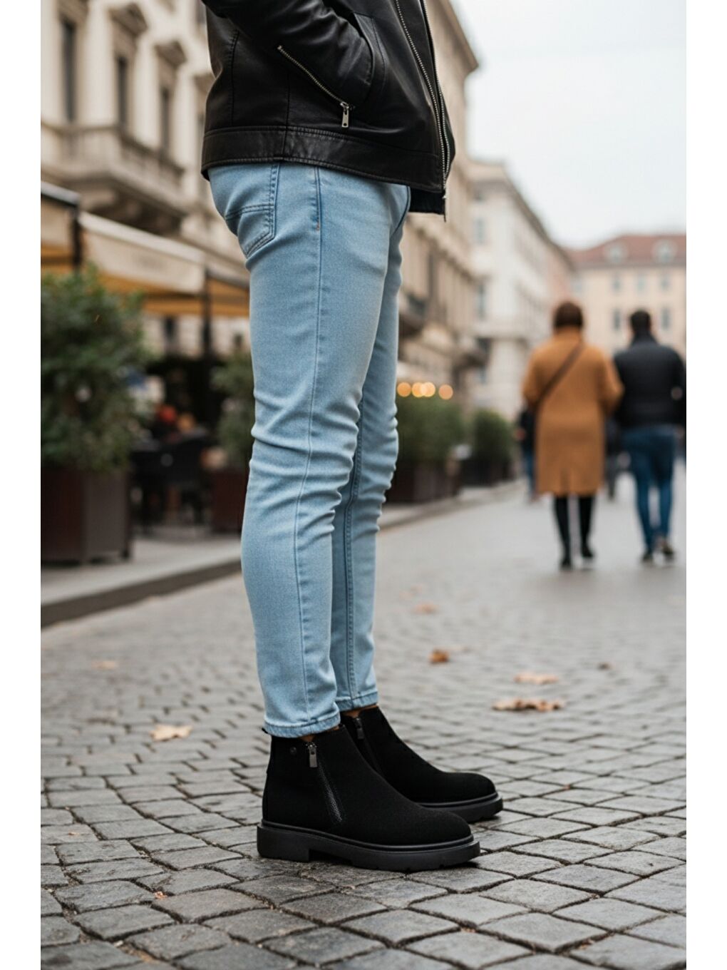 Siyah ASTRA Hakiki Deri Çift Fermuarlı Erkek Casual Kışlık Bot-8