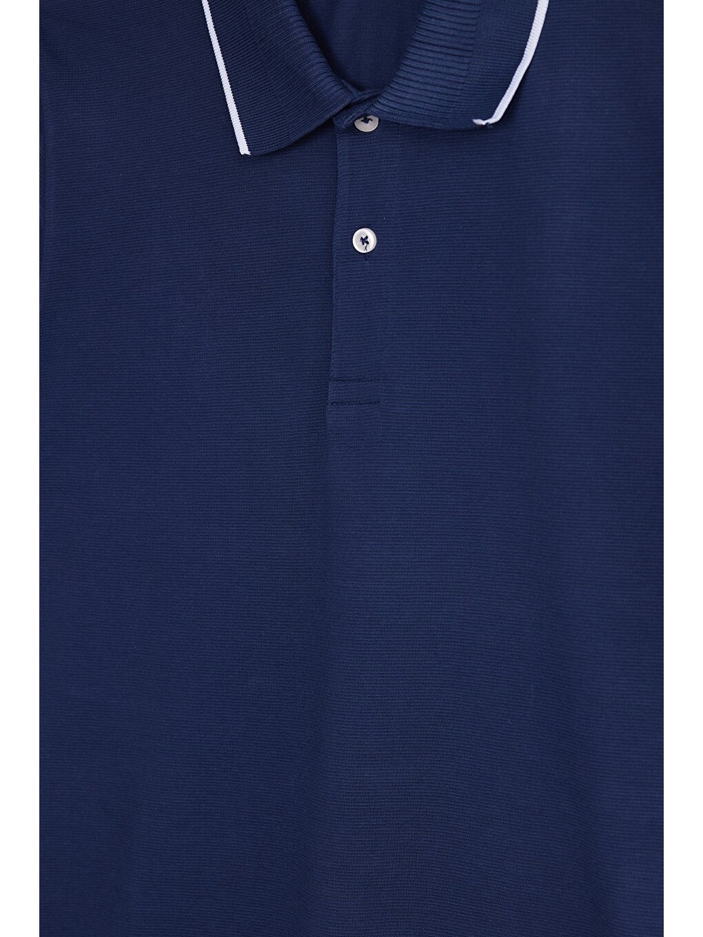 Erkek Regular Fit Klasik Kesim %100 Pamuk Kısa Kollu Çizgi Detaylı Lacivert Polo Yaka Tişört-3