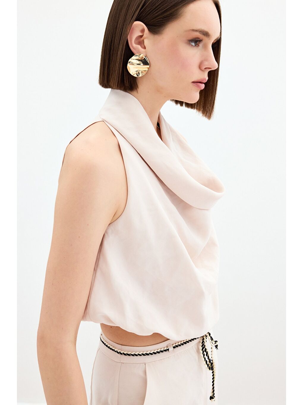 Degaje Yaka Bluz - Bej-7