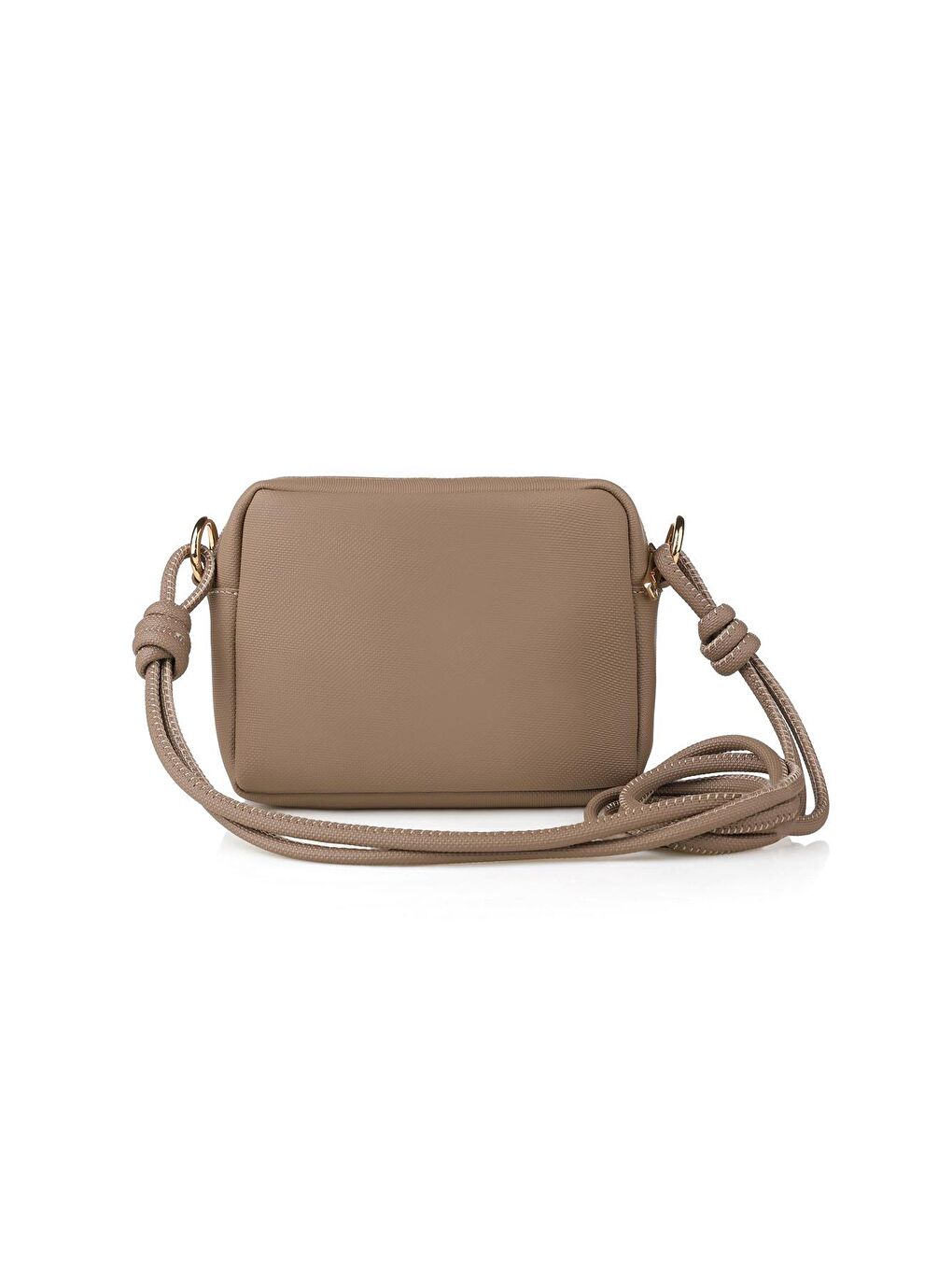 Bej Çapraz Askılı Fermuarlı Kadın Mini Omuz Çantası-3