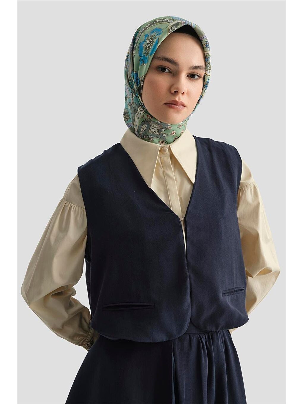 Yelekli 2 Li Lyocell Takım 25Y6050 Lacivert