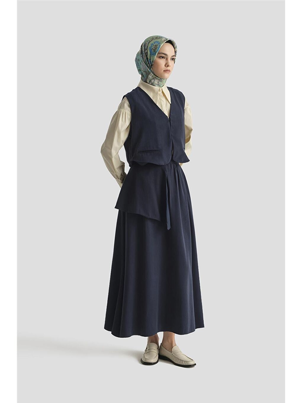 Yelekli 2 Li Lyocell Takım 25Y6050 Lacivert-1