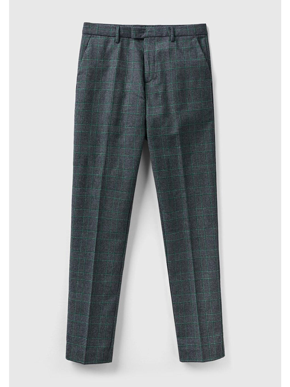 Antrasit Yün Karışımlı Regular Fit Kazayağı Desenli Erkek Pantolon-1