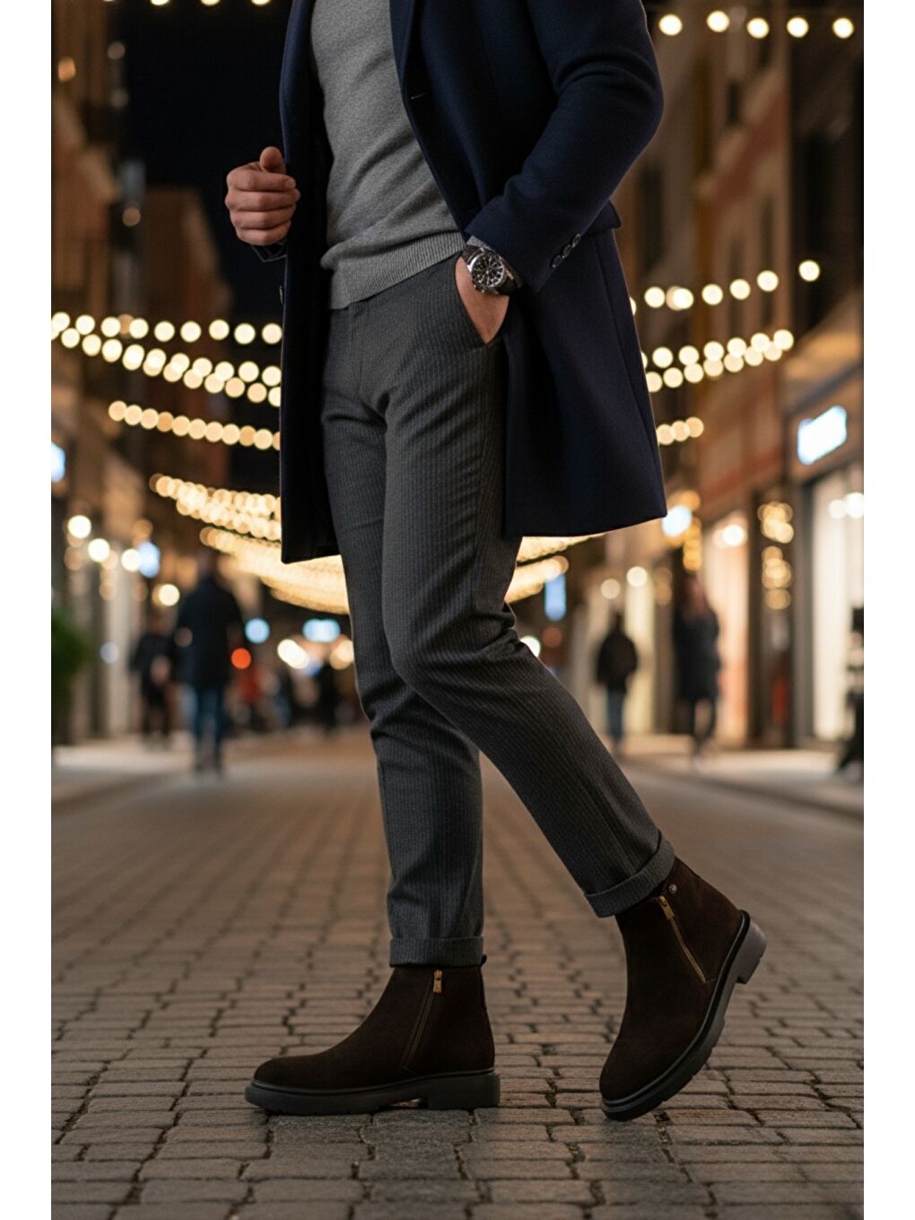 Kahverengi ASTRA Hakiki Deri Çift Fermuarlı Erkek Casual Kışlık Bot-6