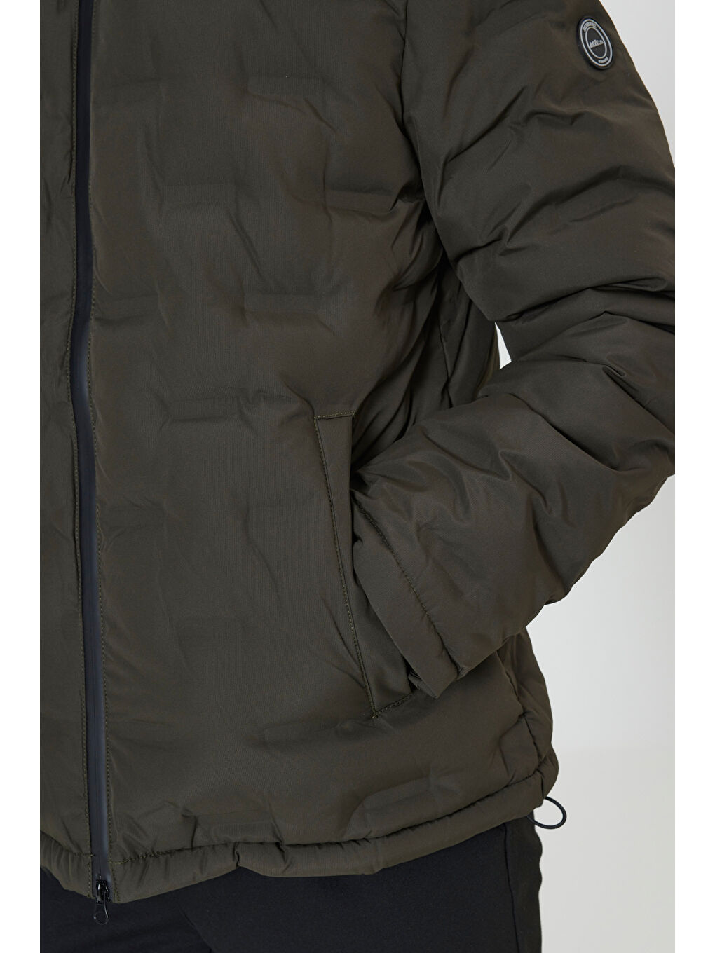 Erkek Haki Standart Fit Normal Kesim Kapüşonlu Desenli Mont-4