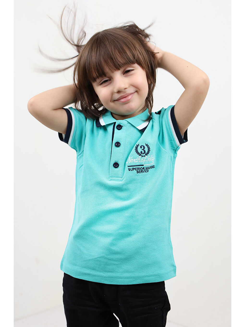 Turkuaz Erkek Çocuk Nakışlı Tişört