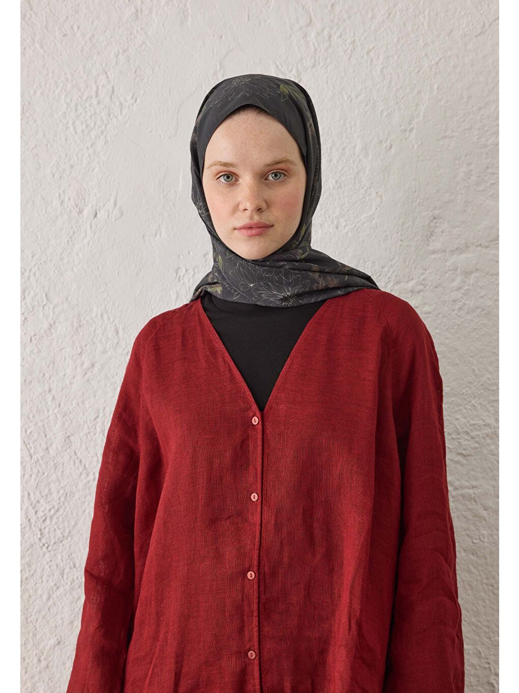 Aster Desen Şal Siyah-2