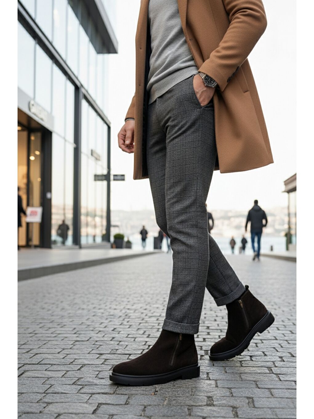 Kahverengi ASTRA Hakiki Deri Çift Fermuarlı Erkek Casual Kışlık Bot-8