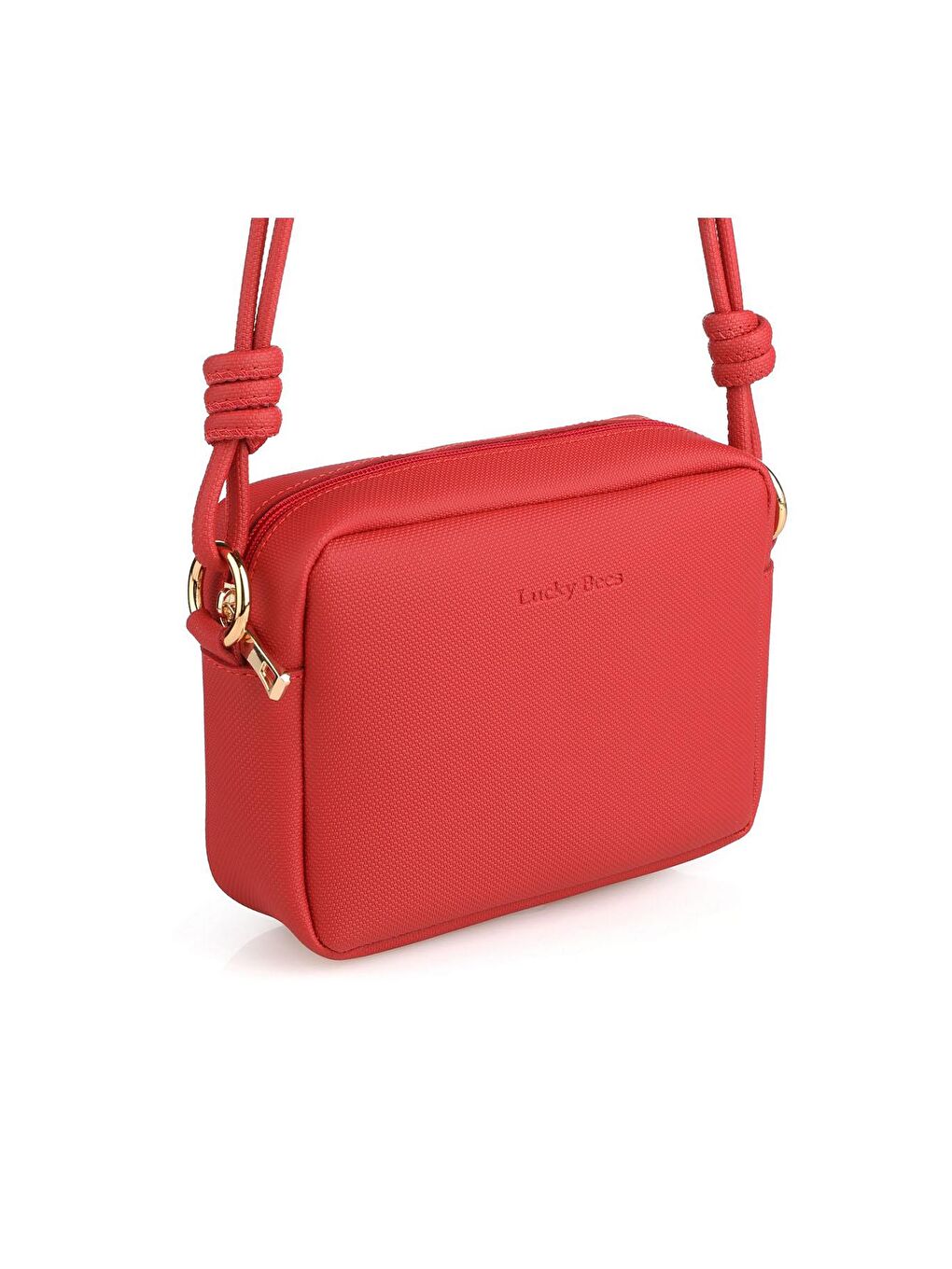 Kırmızı Çapraz Askılı Fermuarlı Kadın Mini Omuz Çantası-4