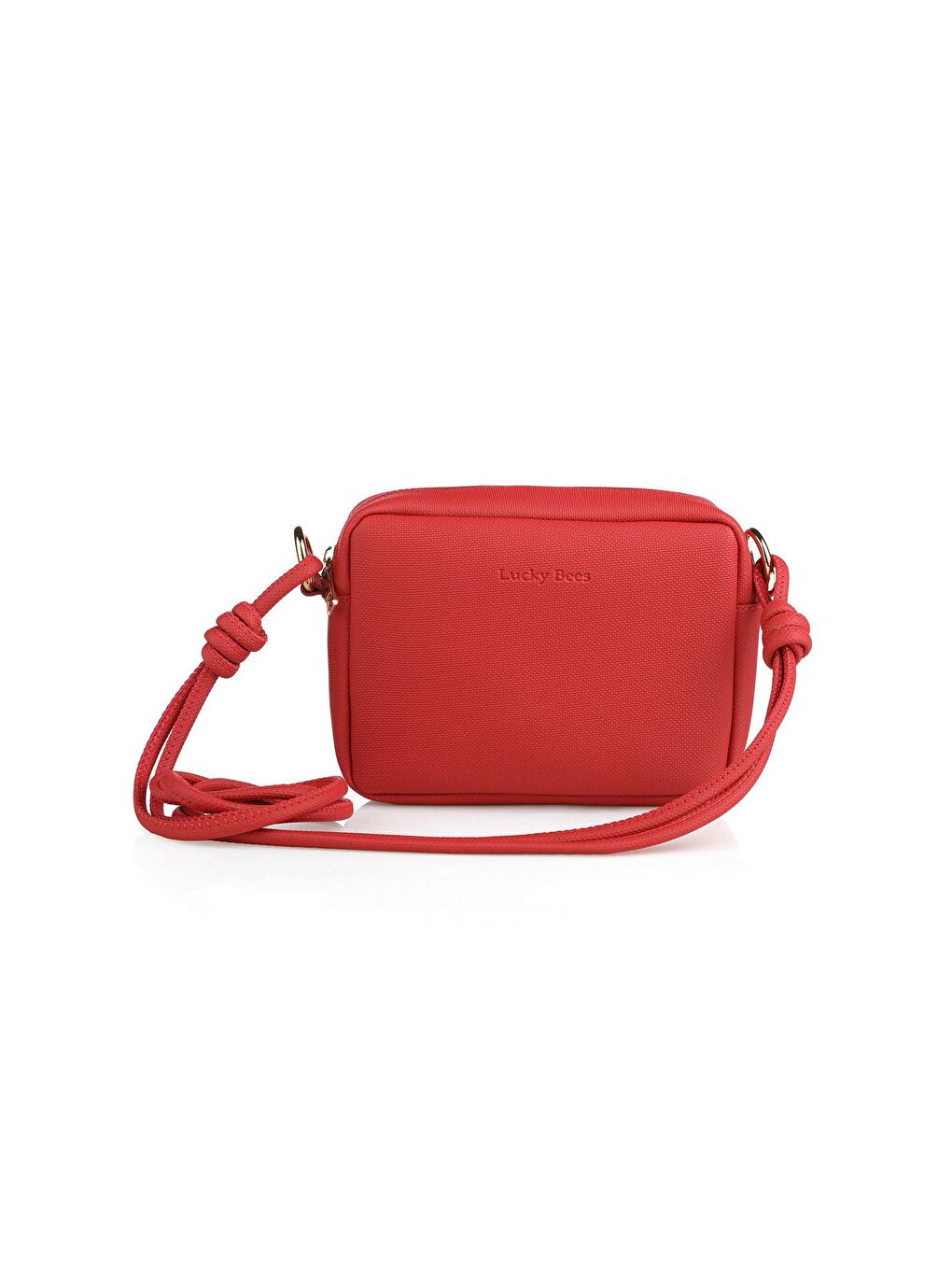 Kırmızı Çapraz Askılı Fermuarlı Kadın Mini Omuz Çantası-5