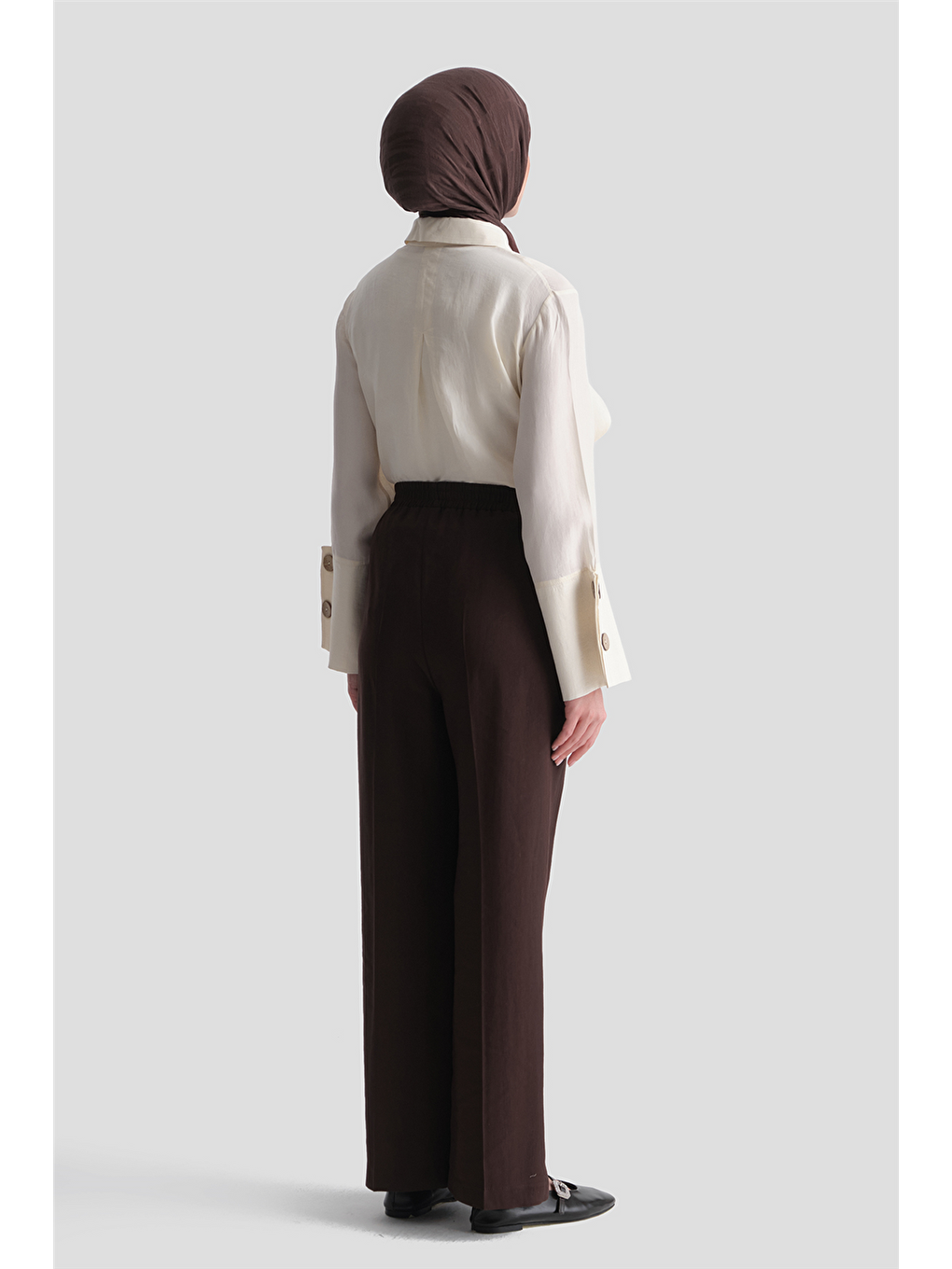 Kahverengi Beli Lastikli Pantolon Kahve-3
