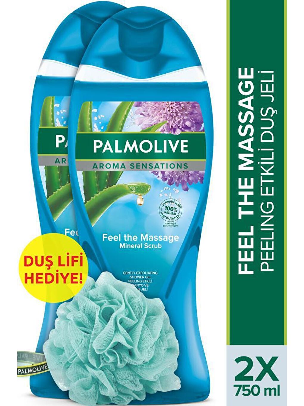 Palmolive Aroma Sensations Feel The Massage Banyo ve Duş Jeli 750 ml x 2 Adet + Duş Lifi Hediye