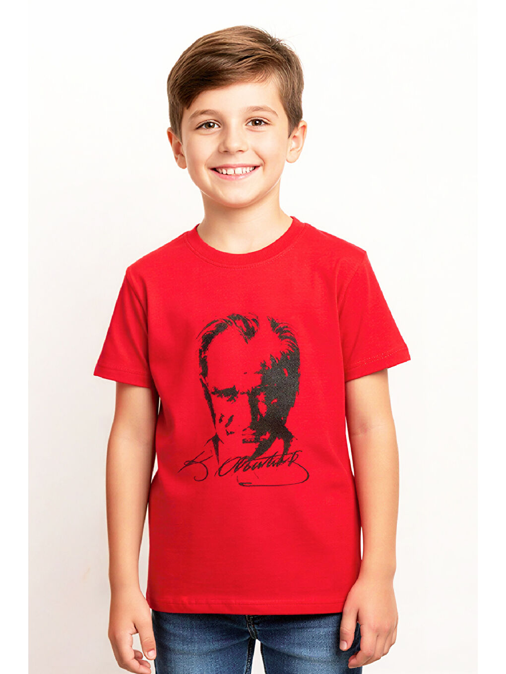 Kırmızı Erkek Çocuk ATATURK Posterli T-Shirt 8-12 Yaş 12541