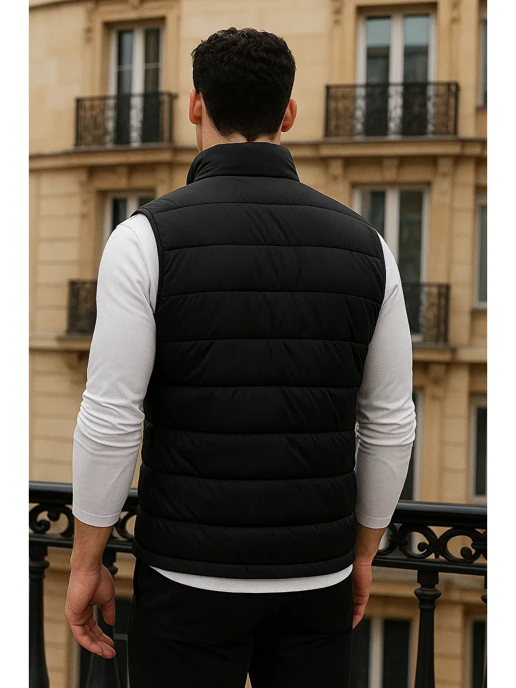 Erkek Kışlık Cepli Trend Fermuarlı Siyah Şişme Yelek-4