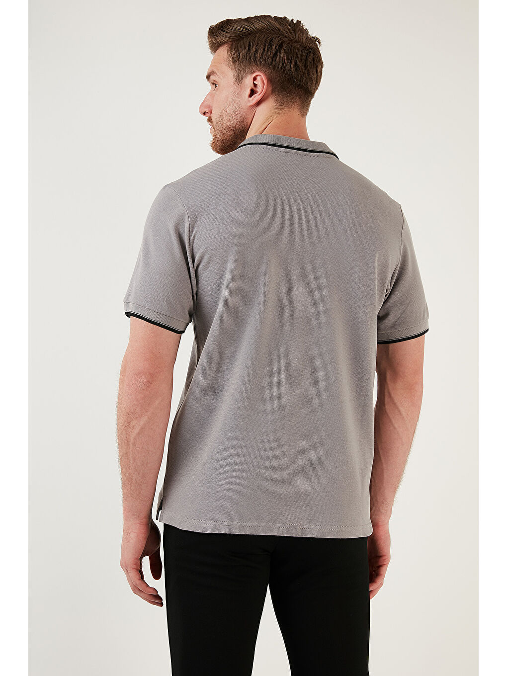 Siyah Pamuklu Slim Fit Şerit Detaylı Düğmeli Polo Yaka 3'lü Paket %100 Pamuk Tişört 5902118S3-4