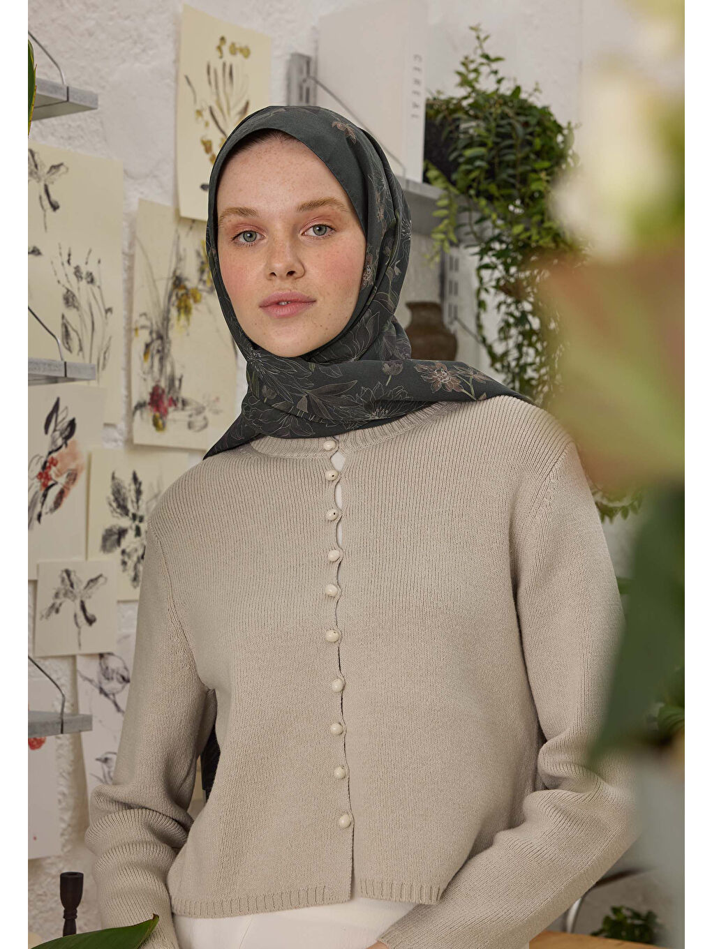 Aster Desen Şal Antrasit