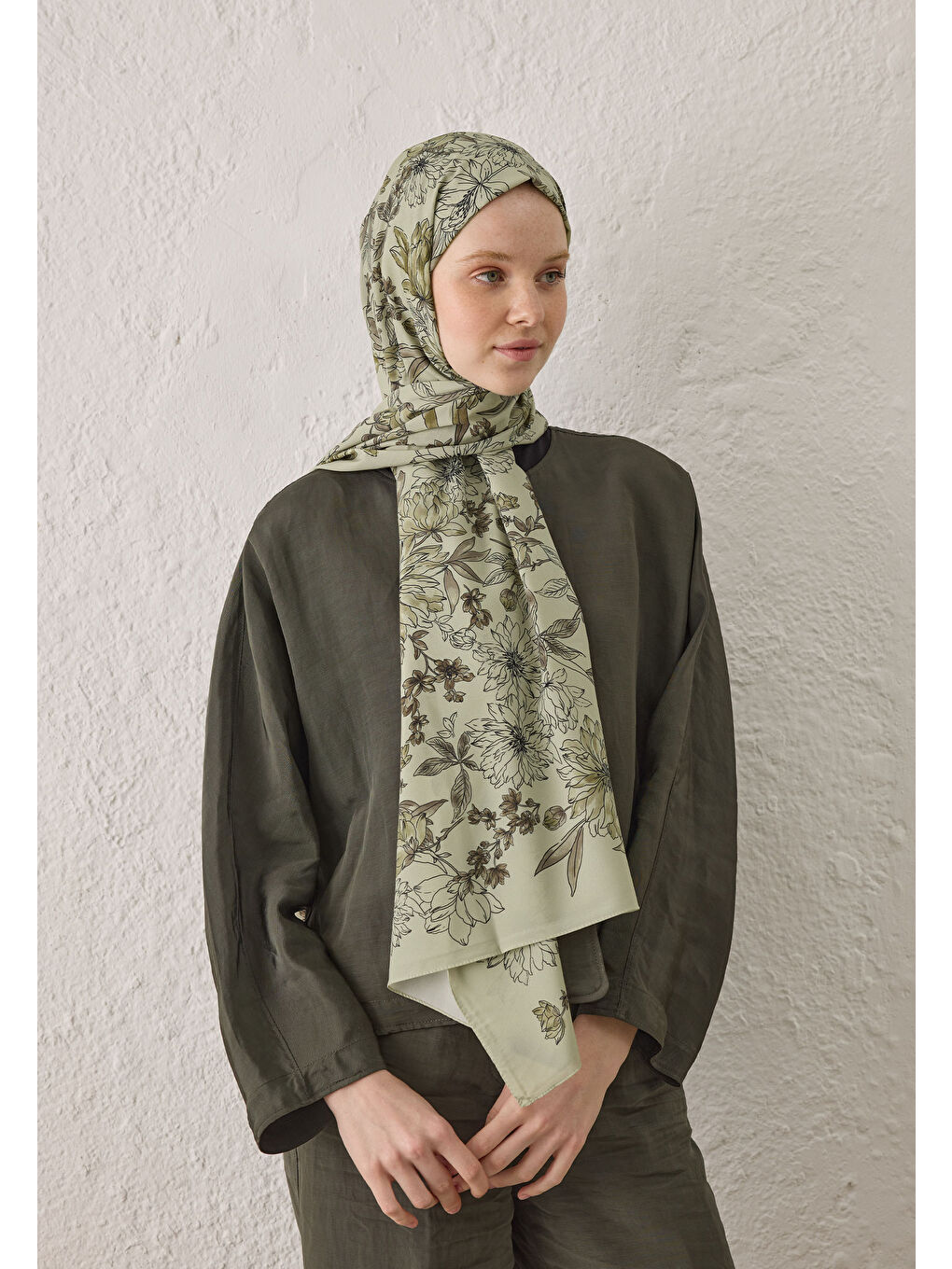 Kahverengi Aster Desen Şal Tozlu Kahve-3