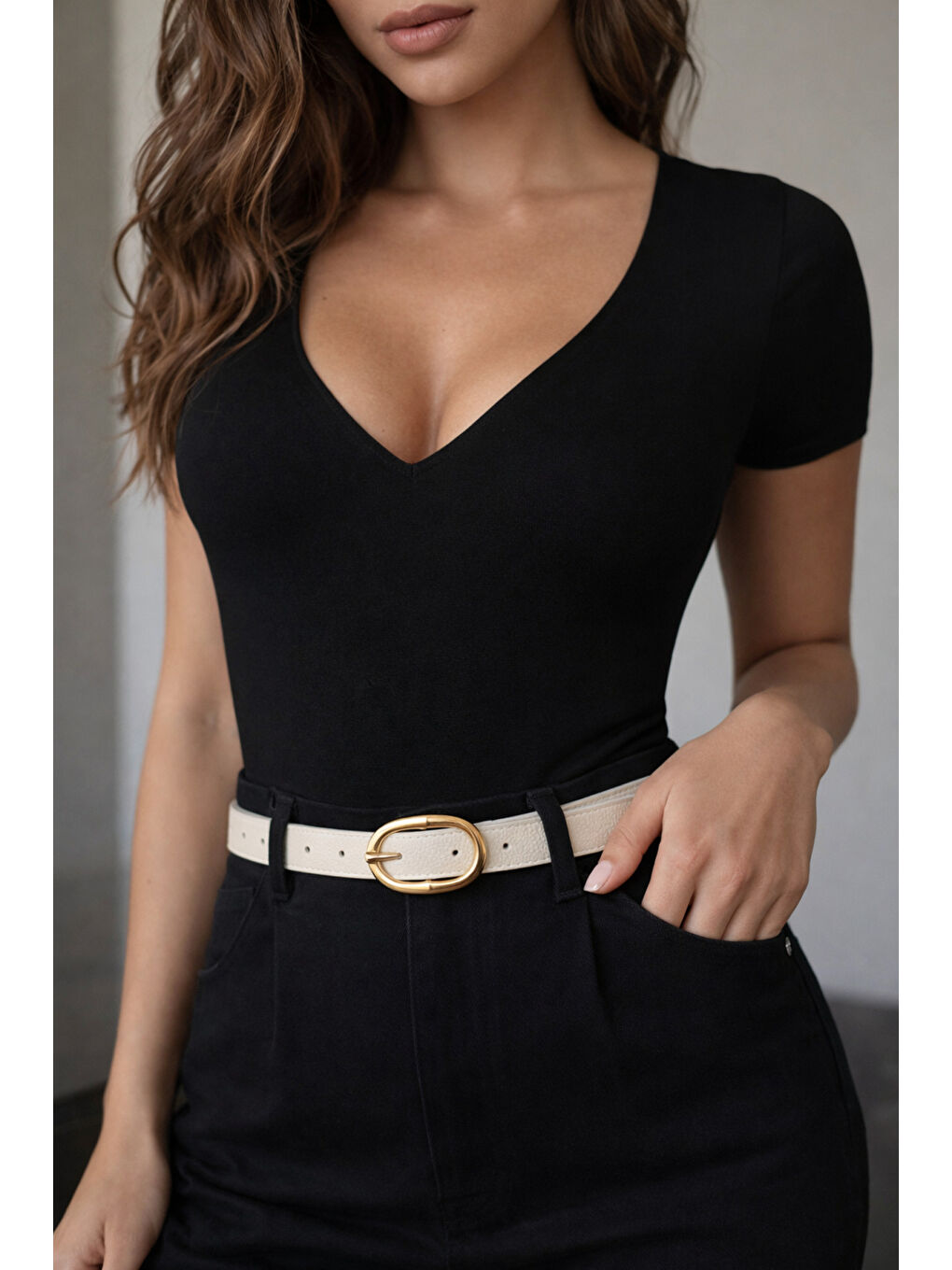 Oval Tokalı Bej İnce Kadın Kemeri Ceket Kemeri, Gömlek Kemeri, Elbise Kemeri KMR005 BEJ