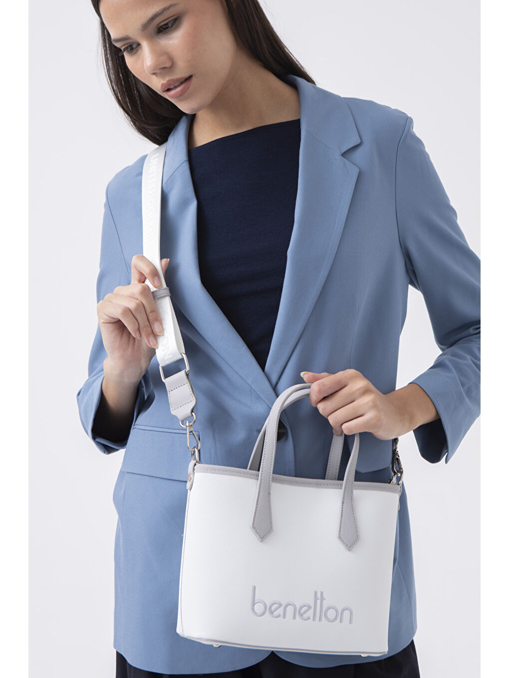 Kadin El Çantasi Beyaz-A.gri̇ BNT1588-1