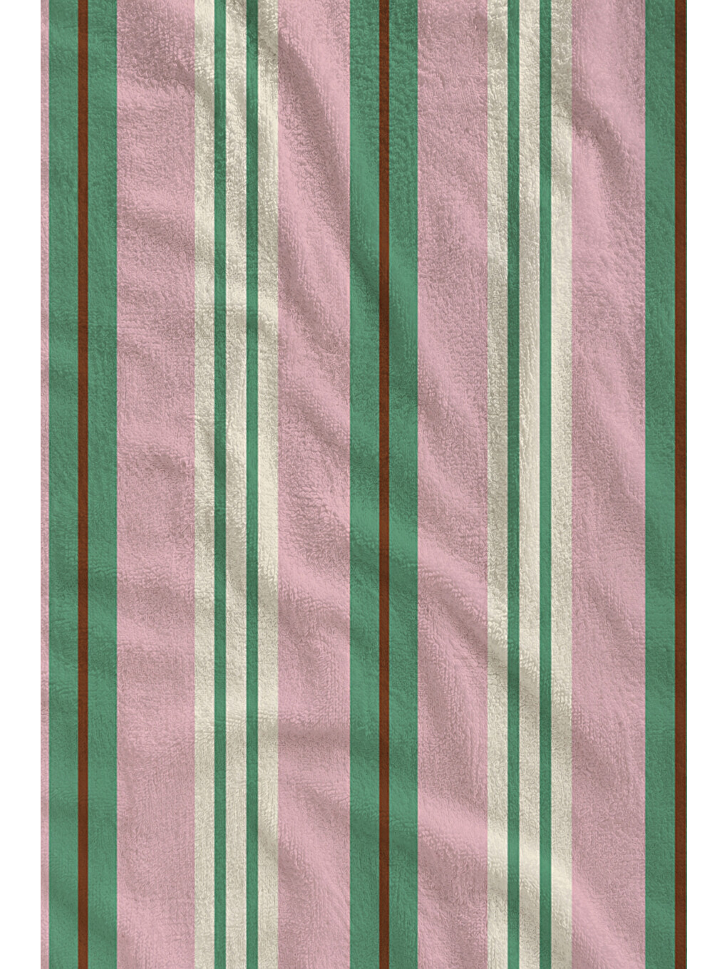 Pastel Pembe Yeşil İnce Dikey Çizgili Modern Desenli 70x150 Plaj Havlusu - Pamuklu Banyo Havlusu-2