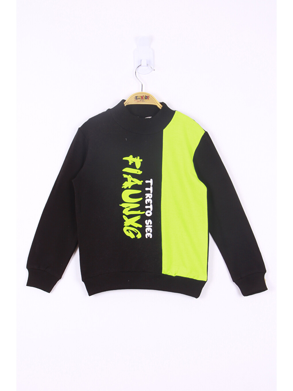 Siyah Erkek Çocuk Garnili Sweatshirt
