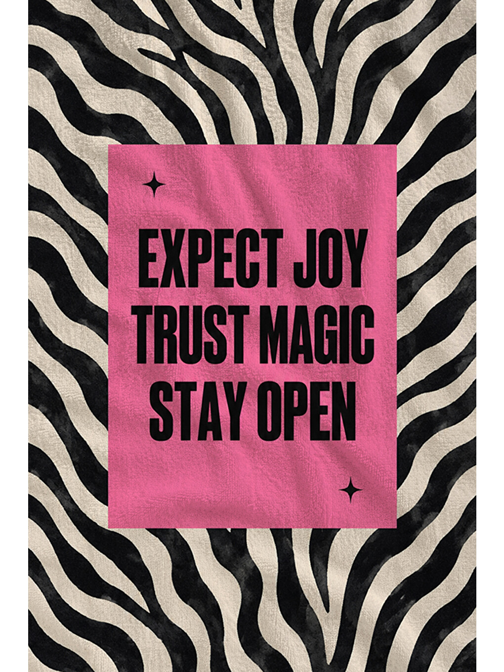 Pembe Pop Art Motivasyon Yazılı Zebra Desenli 70x150 Plaj Havlusu - Dijital Baskılı Solmaz Banyo Havlusu-2